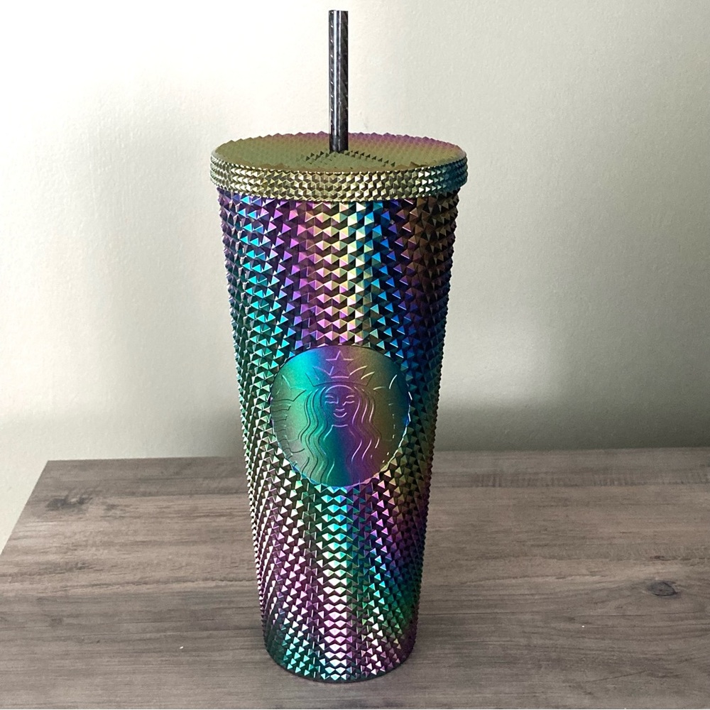 Starbucks Black Bling PVD Oil Slick Rainbow Studded Tumbler